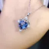 Pingente de topázio natural de prata esterlina 2023 para mulheres em forma de coração colar de zircão azul joias para festa