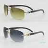 Wholesale Limited edition Larger Rimless Sunglasses Optical 18K Gold Sun glasses White Inside Black Buffalo Horn C Decoration male