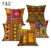 Capa de almofada estilo africano tribal étnico padrão geométrico fronha decorativa de linho para sofá decoração de casa
