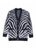 Kvinnors stickor faller 2023 Kvinnors mode Animal Print Jacquard Knit Coat Retro Casual Single Breasted Pocket Embelled tröja Cardigan