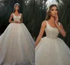 Middle East Turkish Shiny Sequined Ball Gown Wedding Dresses Vintage Square Neck Princess Formal Bridal Gowns Plus Size Puffy Vestidos De Novia Dubai Arabic CL2371