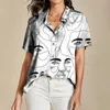 Femmes Blouses 2023 Femmes Shirs 3d Artistique Visage Imprimer Blouse D'été À Manches Courtes Tops T-shirts De Mode Dame Surdimensionné Chemises Femmes