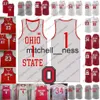 MIT8 Custom Ohio State Buckeyes 2020 Grey Retro Basketball Red White #3 DJ Carton 34 Kaleb Wesson 23 James Conley Craft Russell LeBron Jersey
