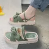 Slippare 2023 Summer Sandals Female Fairy Style Outdoor Casual Bow Thick Bottom Roman Flat Shoes Student Ladies Sandalias