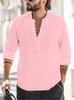 Camisas masculinas casuais vintage plus size 3XL outono novo design camisa masculina de linho de algodão fina plissada manga comprida camisa de abotoamento único Chemise Homme