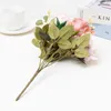 Decorative Flowers Artificial Silks Rose High Quality White Bouquet Pink For Wedding Party Festival DIY Gift 6 Heads Home Decor