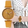 Orologi da polso Fashion Simple Ladies Watch Luxury Yellow Round Waves Orologi al quarzo da donna Orologi da regalo casual