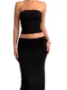 Two Piece Dress Skirt Set Women Sexy Maxi Y2K Crop Tube Top And Bodycon Low Rise Long Outfits Going Out