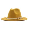 Bérets Chapeau Fedora Classique Large Ceinture Floppy Laine Femmes Panama Boucle Casquettes De Baseball Sports Papa Oh Heck