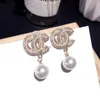 20 Style boucles d'oreilles marque concepteur bijoux lettres clou femmes cristal strass perle boucle d'oreille fête de mariage