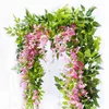 Dekorative Blumen 200 cm künstlich rosa Blumen Wein Vine Lila gefälschte Pflanzen Rattan Herbst Hängende winternde Garten Balkon Wohnkultur Accessoires