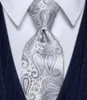 Bow Ties Yourties Designer White Sliver Grey Men Tie Tie Men's Paisley Holiday Gift Clip Set Silk Neckties for Party Wedding Business