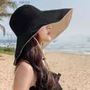 Chapeaux de soleil d'été pour les femmes Big Wide Brim Bucket Hat Pliable Protection UV Femme Panama Beach Cap Outdoor Travel Fisherman Caps L230523