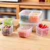 Storage Bottles Refrigerator Organizers Transparent Fruit Containers For Fridge Keep Fresh Drain 4 Compartments