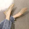 Sandali Sandałów Summer Sandały z płaską obcasami Wróżka Wymiarowa cekina wydrążona z koronki spiczasty pojedynczy but oddychający butów butów butów butów
