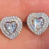 Stud Earrings 1 Pair Style Heart Cubic Zirconia For Women Wedding Engagement Love Accessories Exquisite Gift Fashion Jewelry