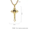 Collier pendentif croix de haute qualité, collier religieux chrétien en acier inoxydable plaqué or