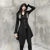 Vestidos casuales Falda oscilante irregular de la minoría negra oscura Sentido del diseño Vestido personalizado y sudadera con capucha