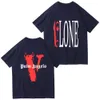 유럽 ​​및 미국 vlone 디자이너 패션 T 셔츠 vlone 브랜드 블론 레터 느슨한 라운드 넥 멕시코 제한 깃발 유니니스 팩스 vlone 티셔츠 크기 S-3XL