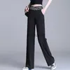 Damenhosen, Caprihosen, Damen-Hosen mit weitem Bein, übergroß, 2023, koreanische Modekleidung, sexy Unterteile, elegante hohe Taille, lockere Y2k-Schwarz-Weiß-Hose, XXXL, J230605