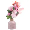 Dekorative Blumen, 1 Set Hortensien, künstlicher Blumenstrauß mit Keramikvase, realistische Anordnung