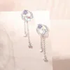 Dangle Earrings Flowers Under The Moon Earring For Women Sterling Silver Retro Zircon Unique Design Moonstone Tassel