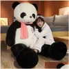 Keepsakes 95 cm Söt baby Big NT Scarf Panda Bear Plush fylld djurdocka djur leksak kudde tecknad kawaills flickor älskare gåvor 232 dhws1