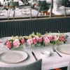 花瓶は透明な長方形のアクリル花瓶と結婚式の夕食のテーブル花柄のセンターピースモーデンローデスクトップホームデコレーション230603