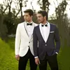 メンズ・スーツの男性は結婚式2023年のホワイトテルノブラックジャケットパンツショールラペルスリムフィットホンブルコスチュームグルーム2ピースエレガントなブレザー