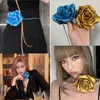 Pendant Necklaces Boho Choker Necklace Blue Flower Waist Chain Exaggerated Big Rope Jewelry For Women Girls Y08E