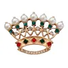 Brooches MITTO DESIGNED FASHION JEWELRIES AND ACCESSORIES BAROQUE STYLE PEARLS COLORED RHINESTONES PAVED CROWN DRESS BROOCH