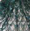 Tissu gland paillettes treillis dentelle tissu bricolage robe de soirée robe formelle vêtements tissus à coudre 1 mètre vert foncé