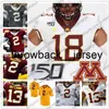 Thr Custom Minnesota Golden Gophers 2020 Football 0 Rashod Bateman 2 Tanner Morgan 150th NCAA Jersey Любой номер название белого серого желтого красного цвета 4xl