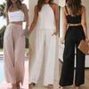 Womens Designer Track Pants Casual Ladies Joggers Capris Fashion Hip Hop Casual Elastic Waist Wide Leg Trousers Sportswear Solid Color Plus Size S-XXXL