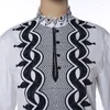 Etniska kläder Mens African Style Dashiki White Hippie Shirt Longline Stitching Tops Tribal Pullover Wedding Plus Size Size