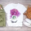 T-Shirt Yaz Çiçek Moda Birinci Sınıf Harajuku Sevimli Kadın Giyim O boyun boyunlu Beyaz Tişört P230603