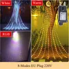 LED strings Moon star waterfall lights Christmas indoor outdoor waterproof solar remote control decorative lights 3.5m 346led 9 strings warm white RGB