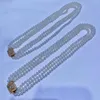 Chains 5-6mm Three Layers Fine Jewelry Natural Fresh Water White Peals Multi Necklaces For Women Pearls