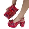 Sandals Bule Color Nigerian Women's Shoes And Bags Party With African Fashion Wedding