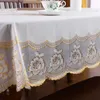 Nappe de Table ovale en plastique, imperméable à l'huile, pour la maison, impression de dentelle dorée, tapis de Table R230605