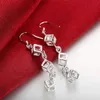 Charm noble Sterling Silver crystal lattice drop Earrings for Woman fashion party Jewelry wedding Christmas Gifts R230605