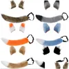 Accessori per capelli Cosplay Halloween Orecchie Coda Abito di peluche Costumi Puntelli Mticolor Simulazione opzionale Gatto Lupo Animali Giocattolo 363 H1 Drop D Dhokj