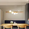 Kroonluchters Hanglampen LED-lamp Restaurantkroonluchter Scandinavische stijl Houtnerf Magische bonen Effen Eenvoudige barstrip