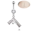 Nombril Cloche Bouton Anneaux Sexy Pistolet Forme Wasit Danse Du Ventre Cristal Corps Bijoux En Acier Inoxydable Strass Piercing Dangle Pour Les Femmes Dhtsl