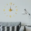 Wall Clocks Creative Silent Mirror Clock Without Punching Diy Living Room Decoration Sticker Wholesale