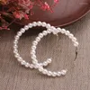 Hoop Earrings PTQASP Simple Plain Metal Pearl Fashion Big Circle Hoops Statement For Women Party Jewelry