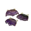 Pendant Necklaces Geode Druzy Purple Crystal Stone Connector Women Necklace Moon Big Gold Plating Jewelry Making Quartz Natural Slice