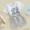 Completi di abbigliamento Neonati maschi Vestiti 2 pezzi Abiti corti Summer Sleeve Bunny Letter T-Shirt Shorts Set da 3 anni a 3 anni