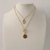 Pendant Necklaces TRENDY GOLD COLOR PRAYER ROUND DISC LAYERED NECKLACE FOR WOMEN