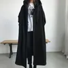 Raincoats Size 6XL 150kg Women Fleece Trench Coats Without Zipper Black Color Winter Female Coat Open Stitch Ladies Casual Streetwear